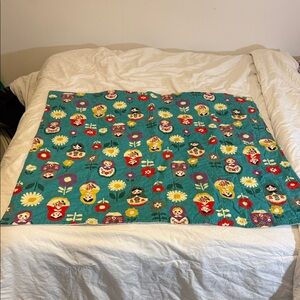 Handmade baby quilt Teal Matryoshka Doll Floral Quilt